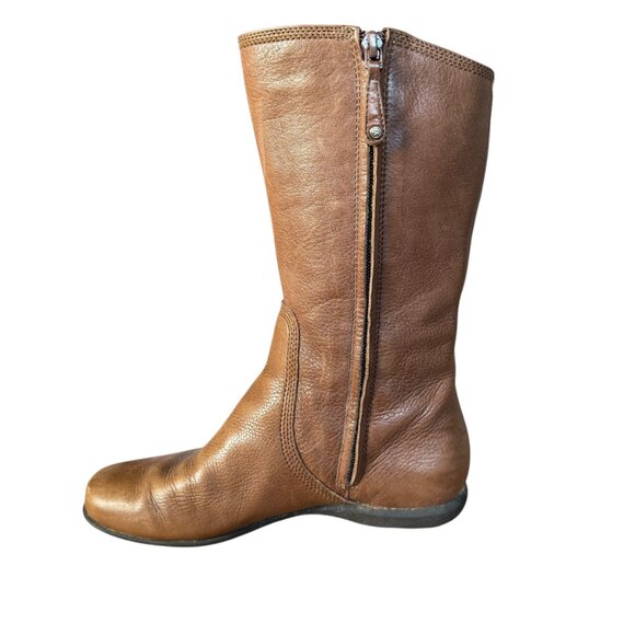 Rockport light brown leather mid calf side zip boots women's size 6M - Picture 3 of 11